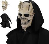 Skull Mask, Scary Halloween Mask with black cloak -