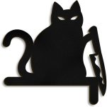Kercan Black Cat Decor Door Decor Sign Wooden Frame Cat