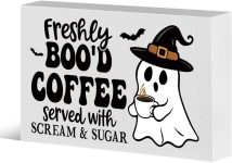 Farmhouse Coffee Bar Sign Cute Halloween Kitchen Decor