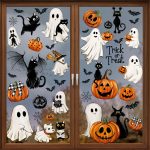 87 PCS Halloween Window Clings Ghost Decals Decor,