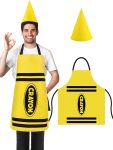 Crayon Apron and Funny Gnome Cone Hats for Costume Set