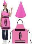 Crayon Apron and Funny Gnome Cone Hats for Costume Set