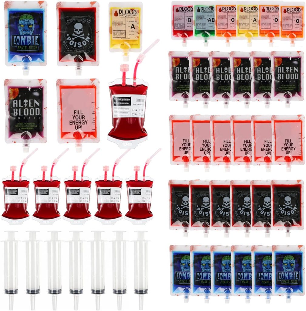 Halloween Blood Bags Party Supplies - 42PCS Blood Bags