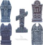 5 Pack Halloween Foam RIP Graveyard Tombstones,