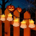 8.5Ft Halloween Ghost String Lights, 10 LED White Ghost