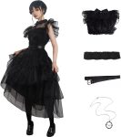 Women Vintage Goth Black Dress Costume Gothic Cosplay