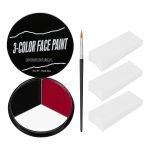 Black White Red Face Paint + 3PC Sponge + Brush,