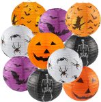 10PCS Halloween Paper Lanterns, Hanging Jack-O'-Lantern