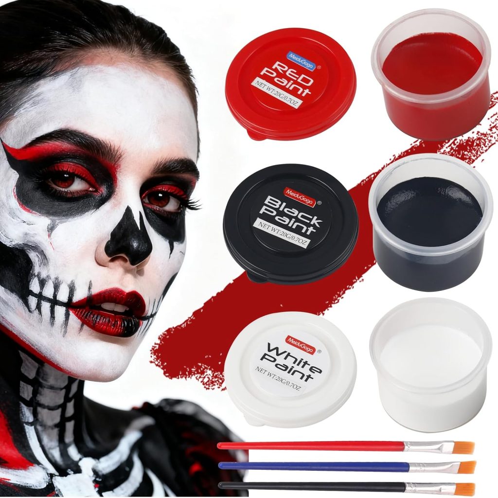 3 Color water-based Face Body Paint Set （Black + White