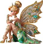 Fairy Sitting Jeweled Wings Acrylic Desktop Decoration,