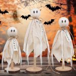 Wooden Ghost Halloween Decorations Indoor– Set of 3