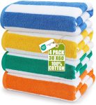 Utopia Towels 4 Pack Cabana Stripe Beach Towel, 30 by