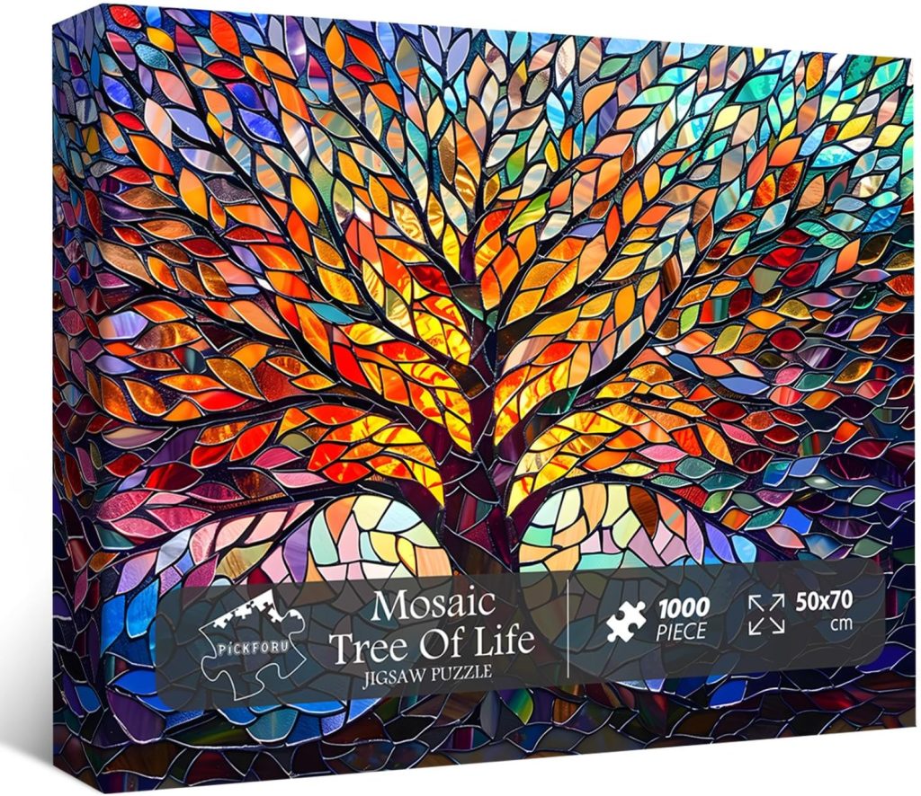 PICKFORU Stained Glass Puzzle Tree of Life Puzzles for