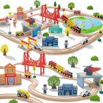 Tiny Land 110PCS Wooden Train Set – Toy Train with