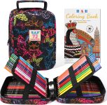 H & B 72-Color Colored Pencils Set with Coloring Book,