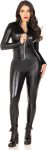 Leg Avenue Women Wet Look Zipper Front Catsuit Costume