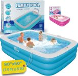 Premium Large Inflatable Pool with Soft Floor, Handles