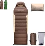 Down Sleeping Bag with Pillow, Ultralight Rectangular