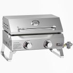 Tabletop Gas Griddle with Lid & Foldable Legs, 2-Burner