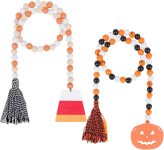 2 PCS Halloween Wooden Bead Garland Rustic Halloween