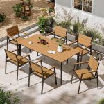 Patio Table and Chairs Set, 7 Piece Outdoor Dining Set