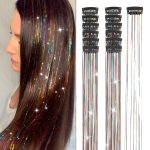 Hair Tinsel 12Pcs Clip in Rainbow Hair Accessories 20.5