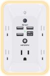 Outlet Extender with Night Light, HANYCONY Multi Plug