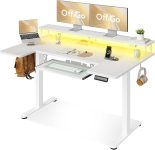 OffiGo U Shaped Electric Standing Desk with Keyboard
