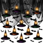 Halloween Hanging Witch Hats Decorations - 12PCS Black