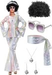 Jexine 70s Women Disco Outfit Costume Disco Party Top