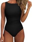 SUUKSESS Women One Piece Ruched Swimsuit Tummy Control