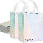 RACETOP 15 Pcs Iridescent Glossy Gift Bags Medium Size,