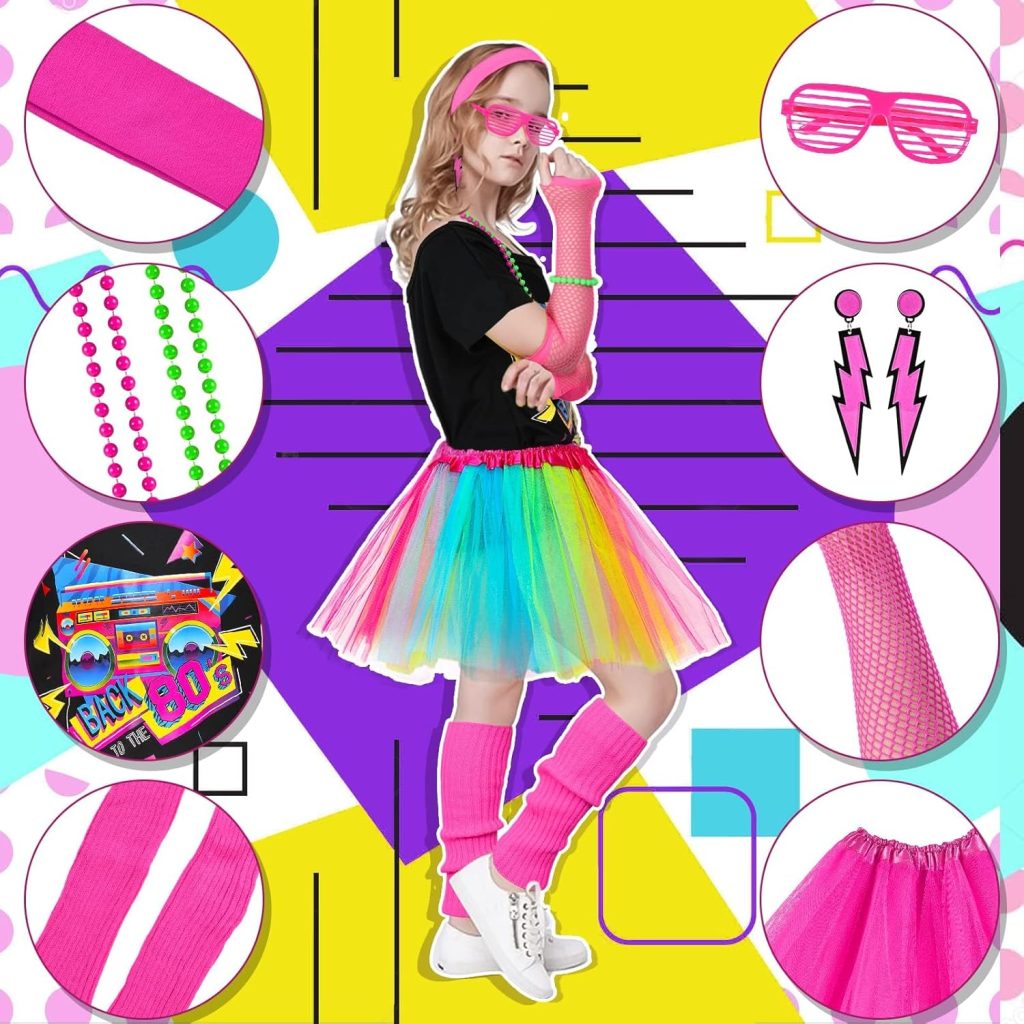 Tacobear 14Pcs Kids 80s Costume 5T-14 Accessories Set