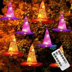 Dazzle Bright 8 Pcs Hanging Witch Hat String Lights,