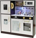 Wooden Play Kitchen Toy Set with Light, Kids Children