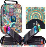 H & B Colored Pencils Set with Coloring Book, Eraser,