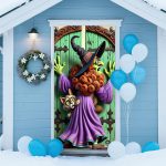 IVN Halloween Door Cover Whimsical Witch Cat Pointed