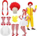 8 Pcs Halloween Couple Costume for Adults Include Wigs