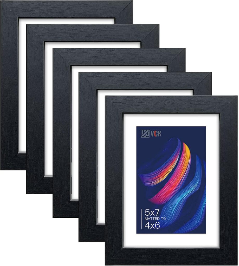 VCK 5x7 Picture Frame Black Set of 5, Textured