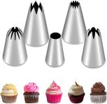 5Pcs Large Piping Tips Set, Stainless Steel Frosting