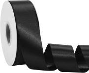 Black Ribbon 1 1/2 Inch x 50 Yards – Double Faced Satin