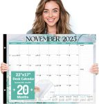 Forvencer 22" x 17" Large Desk Calendar 2026, 20 Months