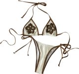 SOLY HUX Women's Textured Bikini Set 3D Floral Halter