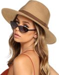 FURTALK Womens Mens Wide Brim Straw Panama Hat Fedora