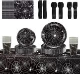 96 Pcs Halloween Paper Plates And Napkins Disposable