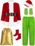Christmas Costume for Men Santa Suit Adult 8PCS Deluxe