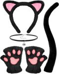 QLINLEAF Black Cat Costumes Set Cat Ears Headband
