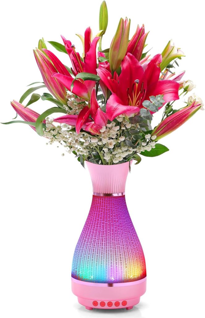 Bluetooth Speaker Vase with White Noise & Neon Lights,