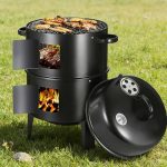 16.5-Inch Vertical Charcoal Smoker, Heavy Duty Round