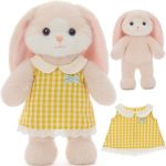 MorisMos Pink Bunny Stuffed Animal Doll with Removable